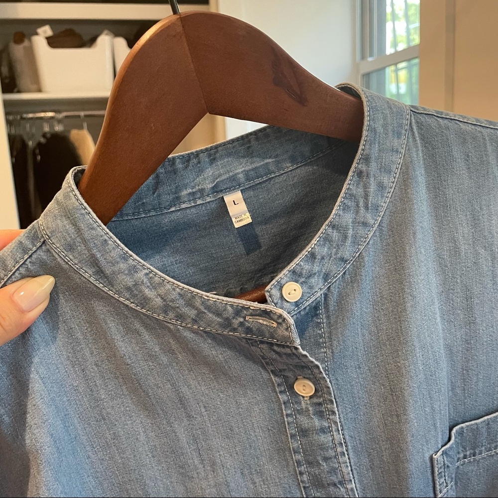 MUJI Japanese collar denim long sleeve shirt (Lg)